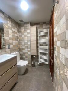 a bathroom with a toilet and a sink at APARTAMENTO TURIETO (BROTO-ORDESA) in Broto