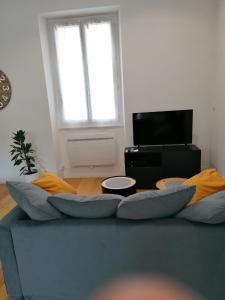 TV a/nebo společenská místnost v ubytování Le SAMBIN-TERRASSE -CENTRE VILLE