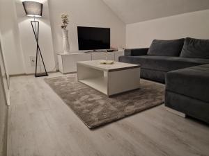 a living room with a couch and a coffee table at Uvac lake "FF" in Sjenica