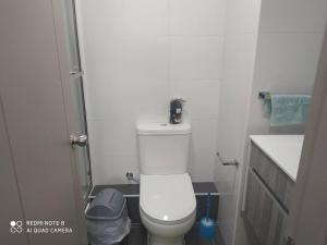 a small bathroom with a toilet and a sink at CONDOMINIO MONDRIAN in Quilpué +5 photos