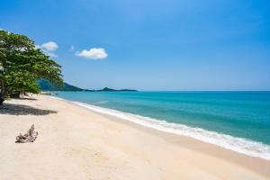 a sandy beach with trees and the ocean at 4U Resort Samui in Lamai