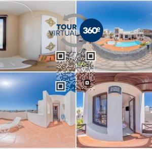 a collage of four pictures of a house at Villa Sunset Faro Deluxe & Spa Pool in Playa Blanca