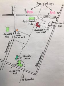 un mapa del perímetro del parque en Spacious 1bdrm apartment near metro. Free parking, en Vantaa
