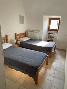 sypialnia z dwoma łóżkami i oknem w obiekcie Casa Trieste w Alberobello