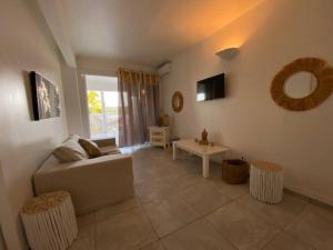 TV a/nebo společenská místnost v ubytování Magnifique studio à 5 min de la Baie Orientale, Idolem résidence unité 5 - 57 Rue du Mont Vernon 1