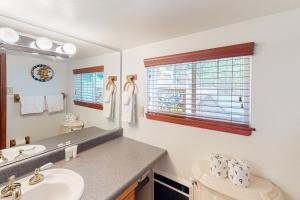 a bathroom with a sink and a toilet and a window at Knott Lakeview in Bass Lake
