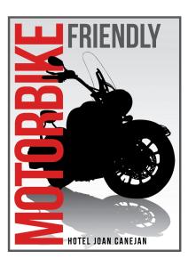 um cartaz de uma moto com as palavras fidelidade em Hotel Juan Canejan em Les