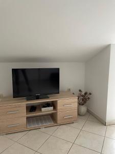 Televízia a/alebo spoločenská miestnosť v ubytovaní Apartmani Mario Biograd na Moru
