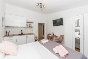 Η κουζίνα ή μικρή κουζίνα στο Milka Apartments