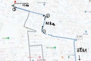 une carte de l'itinéraire d'une ligne de métro dans l'établissement コトのアート研究所, à Ishinomaki