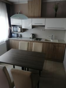 Kuchyň nebo kuchyňský kout v ubytování Zafírgyöngy Apartmanok