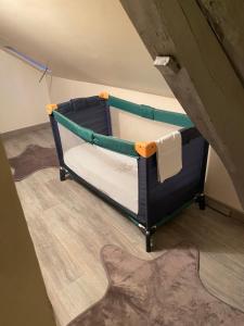 sypialnia z łóżkiem piętrowym na poddaszu w obiekcie Le bonheur du Bengal w Beauvais