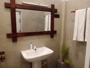 a bathroom with a sink and a mirror at Ridge Boundary View in Dambulla