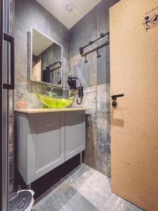 a bathroom with a sink and a mirror at Bel'air Gare By Carl-Emilie 2 personnes in Épinal