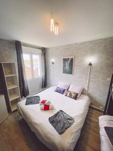 a bedroom with a bed with two pillows on it at Harry Potter By Carl-Emilie 1 chambres 1 à 4 pers in Épinal