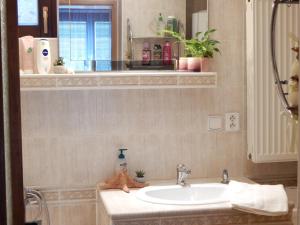 a bathroom with a sink and a window at Ubytovanie u Eriky in Hrabušice +37 photos