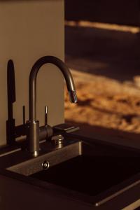 a kitchen sink with a faucet on a counter at Auszeit Tollensesee in Groß Nemerow