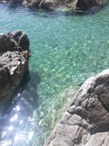 een waterlichaam naast enkele rotsen bij Casa Cobalto - Lascio tutto vivo a Copanello in Copanello