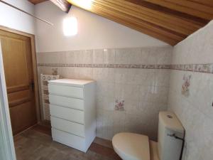uma casa de banho com um WC branco e um armário em Le Doux Rivage, proche de Charleville, jardin et accès à la voie verte em Joigny-sur-Meuse