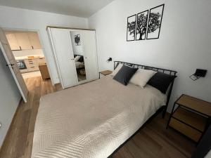 Posteľ alebo postele v izbe v ubytovaní NEWPORT Industrial Apartment
