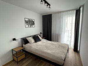 Posteľ alebo postele v izbe v ubytovaní NEWPORT Industrial Apartment