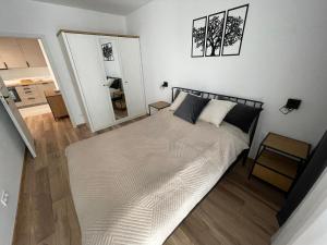 Posteľ alebo postele v izbe v ubytovaní NEWPORT Industrial Apartment