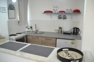 een kleine keuken met een wastafel en een aanrecht bij A Place to Relax 2 in Nisakion