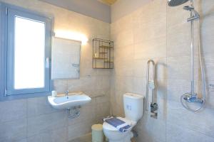 a bathroom with a toilet and a sink and a shower at Villa Christina in Pouládes