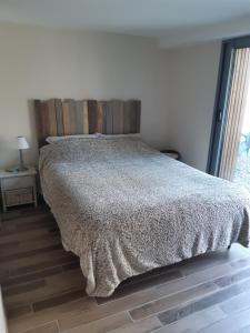 - une chambre avec un lit et une couverture dans l'établissement Maison de ville chaleureuse, à Brive-la-Gaillarde