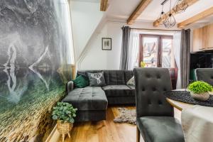 a living room with a couch and a table at Apartamenty Sichlańskie in Murzasichle