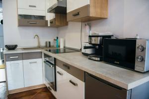 Kuchyň nebo kuchyňský kout v ubytování Rakoczi apartman 2