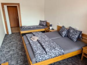 ロジュノフ・ポト・ラドホシュチェムにあるhotel KORUNAのベッドルーム(ベッド1台、ソファ付)