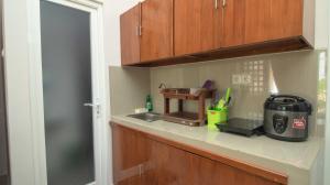 特勒贡Villa Alpine Mountain View的带水槽和烤面包机的厨房柜台