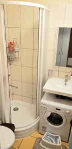 Koupelna v ubytování Ventspilio apartamentai