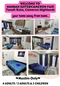 a collage of pictures of a room with a bed at Hannah suite at cameronfair in Cameron Highlands