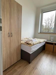 - une chambre avec un lit et une fenêtre dans l'établissement Pohoda u Žofína, à Benešov nad Černou