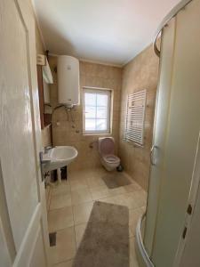 a small bathroom with a toilet and a sink at Apartman Jovana 2 in Jagodina