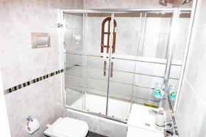 a bathroom with a shower and a toilet at Palermo 2 in Buenos Aires