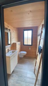 a bathroom with a sink and a toilet at L 58 LODGE de LUXE in Lège-Cap-Ferret