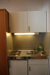 a kitchen with a sink and white cabinets at Apartement 270 Mitterdorf in Mitterfirmiansreut