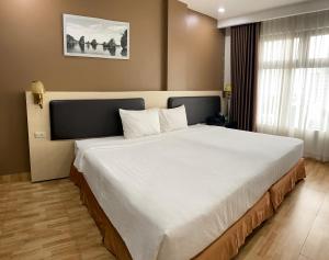 a bedroom with a large white bed in a room at Bảo Hân 2 Hotel in Ha Long
