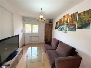 a living room with a couch and a flat screen tv at casa culleredo in A Coruña