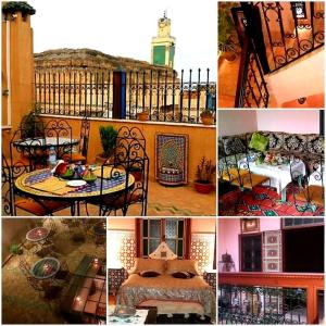 a collage of pictures of a house with a fence at Riad Dar Pa Labzioui in Meknès