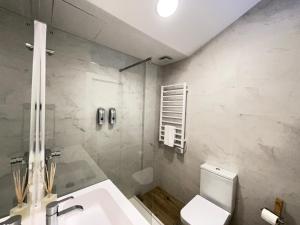 a bathroom with a white toilet and a sink at Apartamento Centro Alhóndiga Suite in Granada