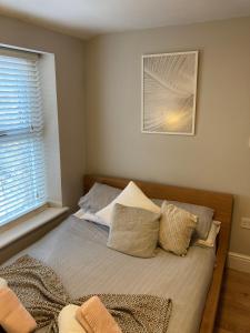 a bedroom with a bed with pillows and a window at 'Bloomfield' at stayBOOM in Lancaster