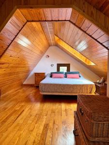 a large bedroom with a bed in a attic at Casa Lita in Panticosa