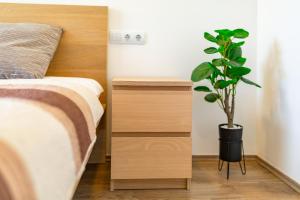 Un pat sau paturi într-o cameră la FreshGarden 102 Siófok