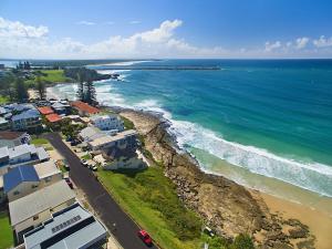 an aerial view of a beach and the ocean at Boorolong 3 - Linen not provided in Yamba
