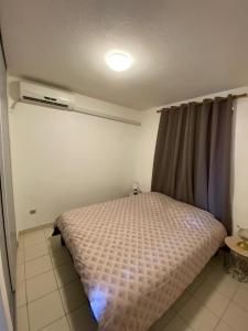 een slaapkamer met een bed en airconditioning bij T2 lumineux au calme in Cayenne