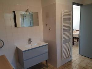 a bathroom with a sink and a mirror at Résidence Lou Cigaloun - ANA LOCATION in Gréoux-les-Bains